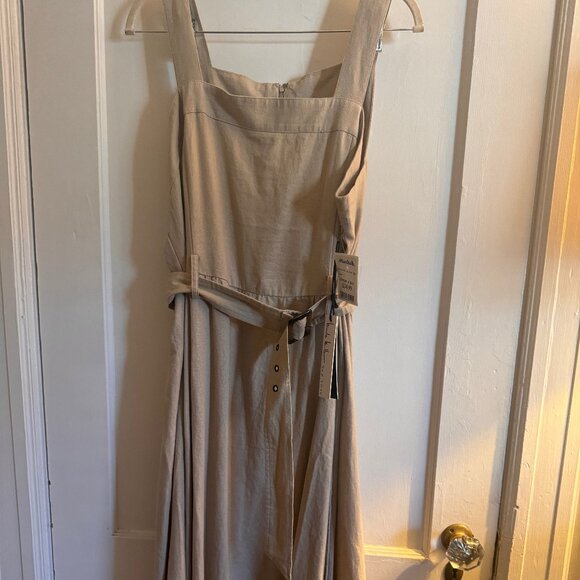 Nicole Miller New York Tan Belted Midi Dress NWT - Picture 1 of 8